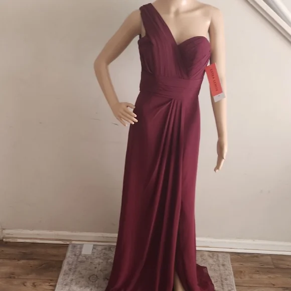 david's bridal ruched dress David's Bridal, The Edit by DB Studio Women's Formal V-Neck Ruched Sheath  Dress, Full Length, Jersey